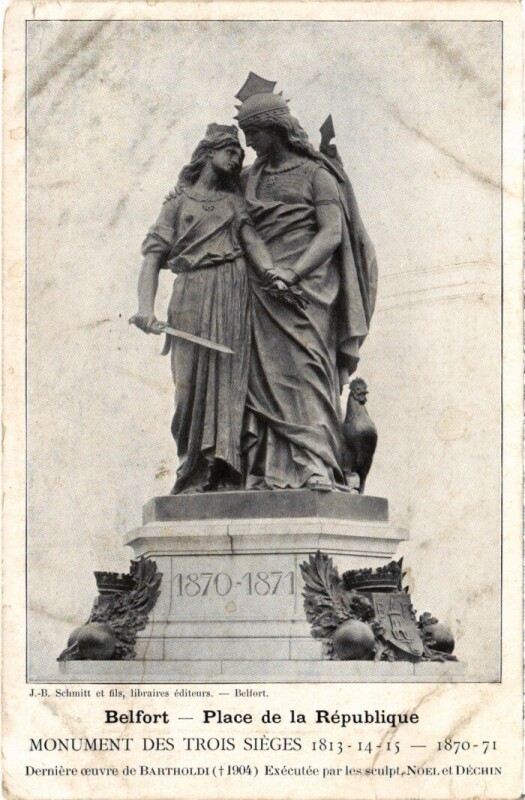 Carte postale ancienne Siege de Belfort Monument des Trois à Belfort