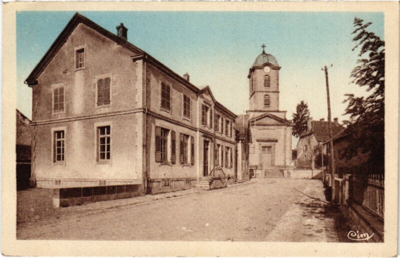 Carte postale ancienne Chatenois Mairie et Eglise