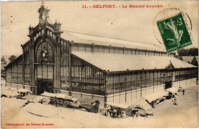 Carte postale ancienne Belfort Marche Couvert à Belfort