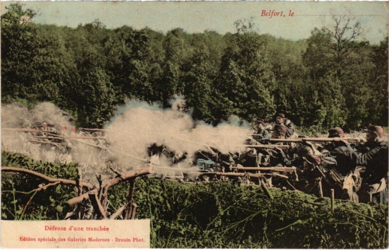 Carte postale ancienne Belfort Defense d'une tranchee à Belfort