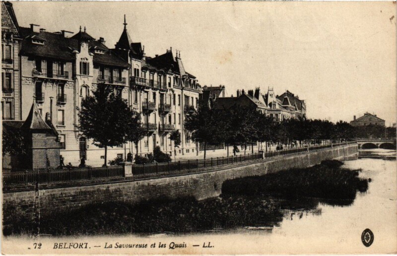 Carte postale ancienne Belfort Savoureuse et les Quais à Belfort