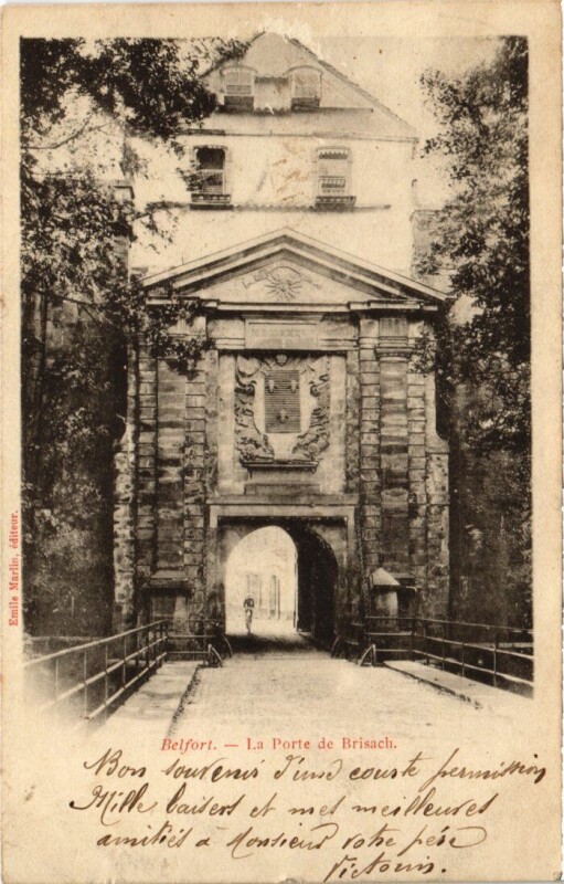 Carte postale ancienne Belfort Porte Brisach à Belfort