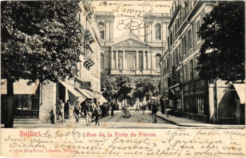 Carte postale ancienne Belfort Rue de la Porte de France à Belfort