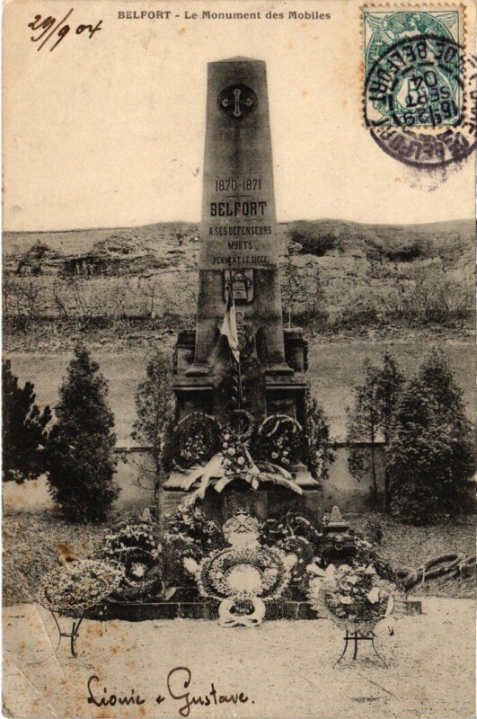 Carte postale ancienne Belfort Monument des Mobiles à Belfort