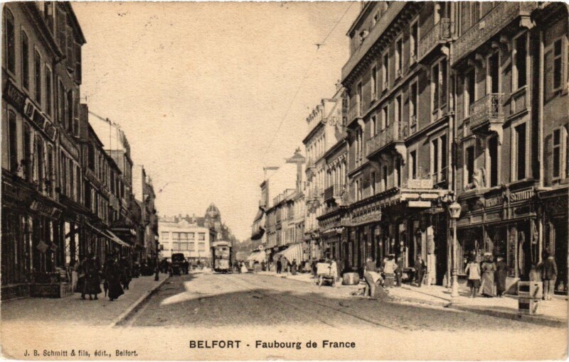 Carte postale ancienne Belfort Faubourg de France à Belfort