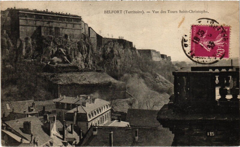 Carte postale ancienne Belfort vue des Tours Saint-Chrisophe à Belfort