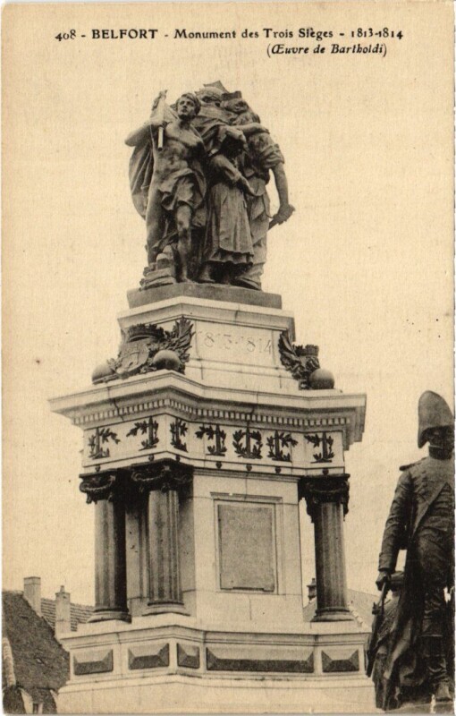 Carte postale ancienne Siege de Belfort Monument des Trois à Belfort