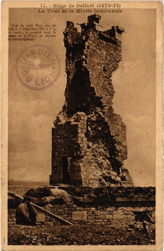 Carte postale ancienne Siege de Belfort Tour de la Miotte à Belfort
