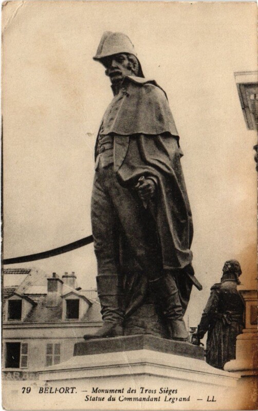 Carte postale ancienne Siege de Belfort Statue du Commandant Legrand à Belfort