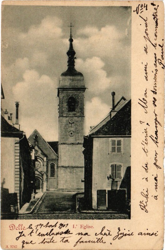 Carte postale ancienne Delle Eglise à Delle