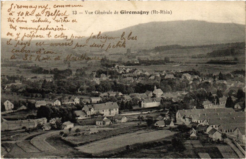 Carte postale ancienne Giromagny vue generale à Giromagny