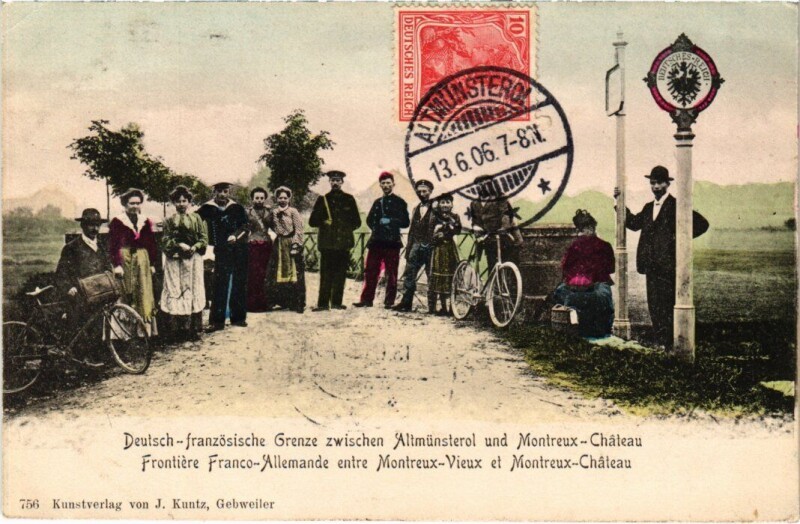 Carte postale ancienne Frontiere Franco Allemande entre Montreaux Vieux