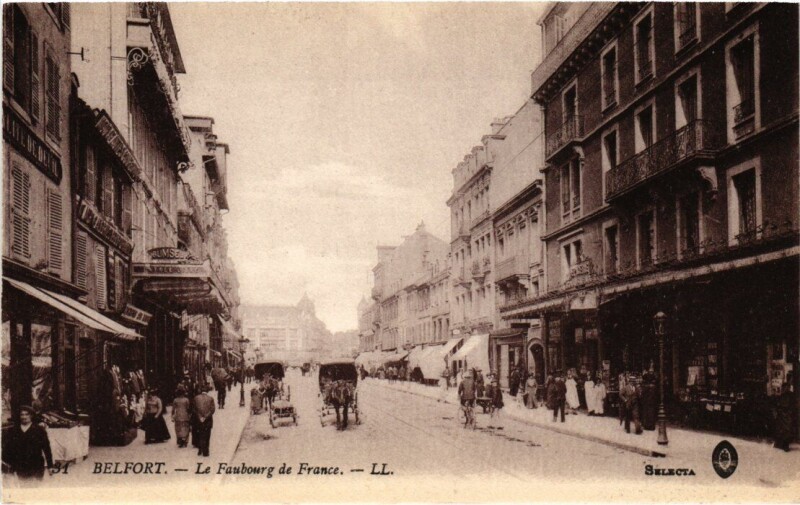 Carte postale ancienne Belfort Faubourg de France à Belfort