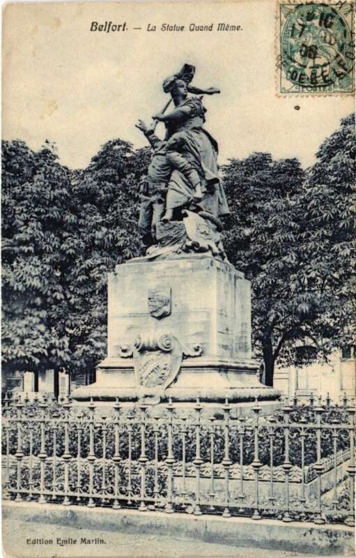 Carte postale ancienne Belfort Statue Quand Meme à Belfort