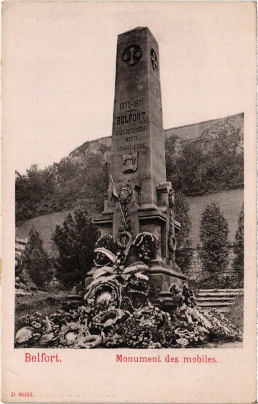 Carte postale ancienne Belfort Monument des Mobiles à Belfort