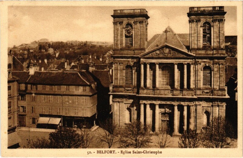 Carte postale ancienne Belfort Eglise Saint-Christophe à Belfort