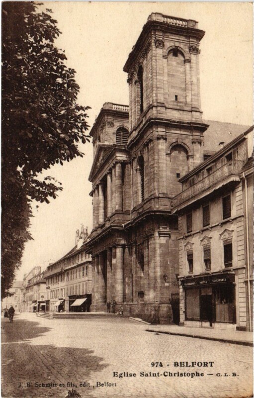 Carte postale ancienne Belfort Eglise Saint-Christophe à Belfort