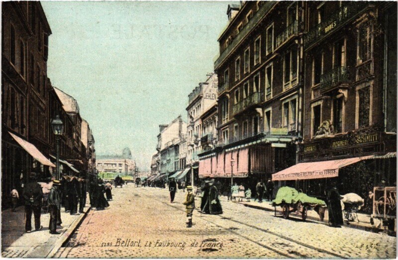 Carte postale ancienne Belfort Faubourg de France à Belfort