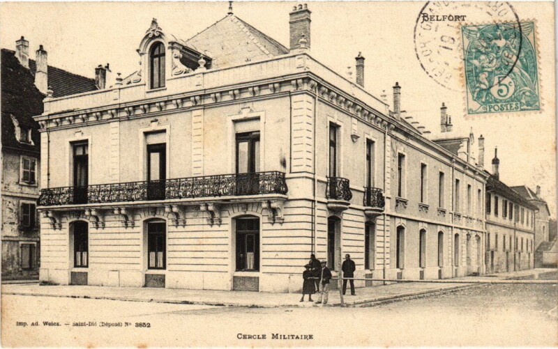 Carte postale ancienne Belfort Cercle Militaire à Belfort
