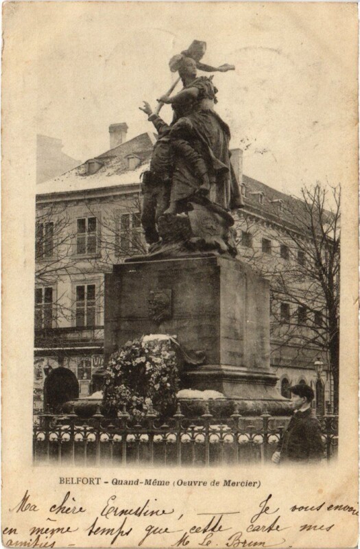 Carte postale ancienne Belfort Statue Quand Meme à Belfort