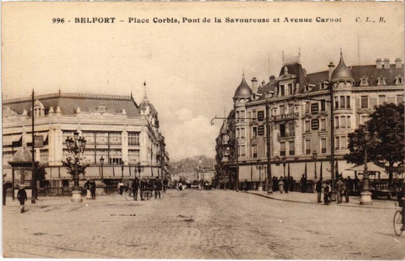 Carte postale ancienne Belfort Place Corbis à Belfort