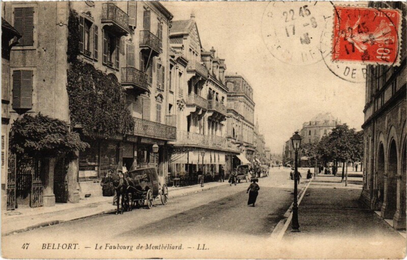 Carte postale ancienne Belfort Faubourg de Montbeliard à Belfort