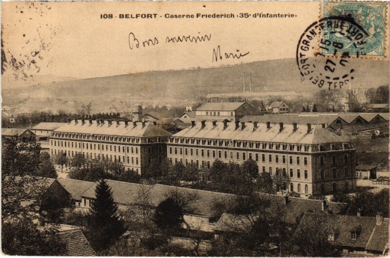 Carte postale ancienne Belfort Caserne Friederichs à Belfort