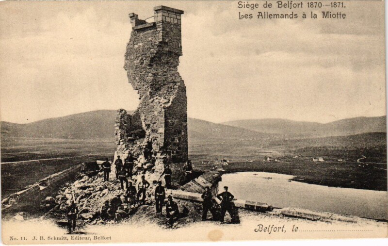 Carte postale ancienne Siege de Belfort Les Allemands a la Miotte à Belfort
