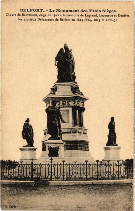 Carte postale ancienne Siege de Belfort Monument des Trois à Belfort