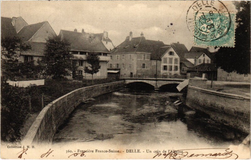 Carte postale ancienne Delle un coin de l'Allaine à Delle