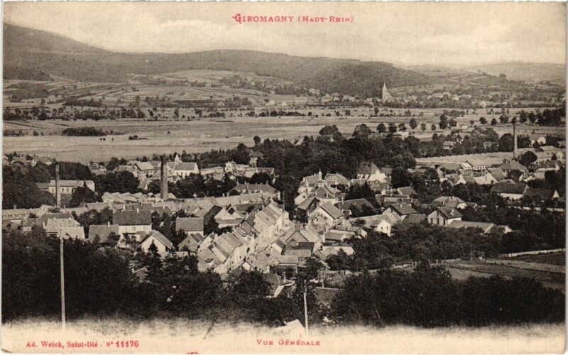 Carte postale ancienne Giromagny vue generale à Giromagny
