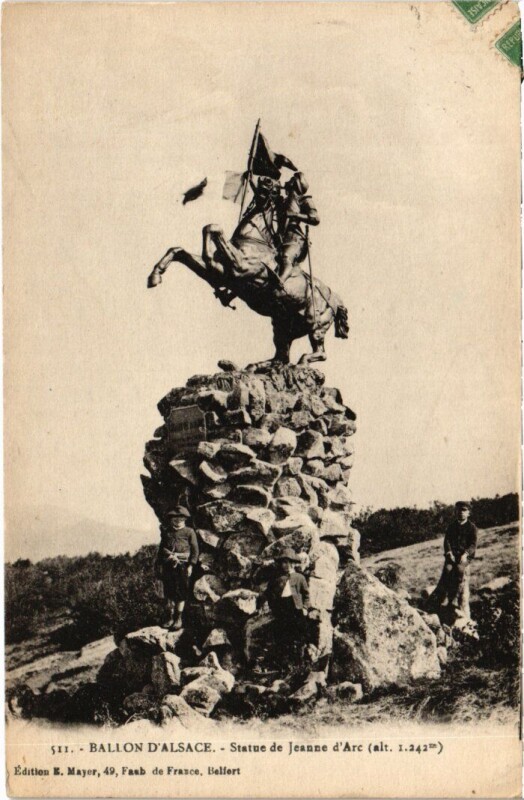 Carte postale ancienne Ballon d'Alsace Statue de Jeanne d'Arc