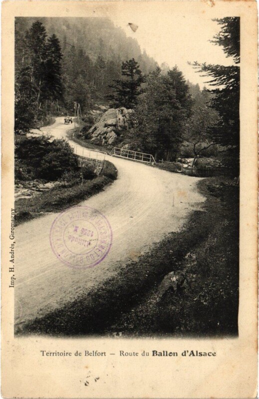 Carte postale ancienne Route du Ballon d'Alsace Territoire de Belfort à Belfort