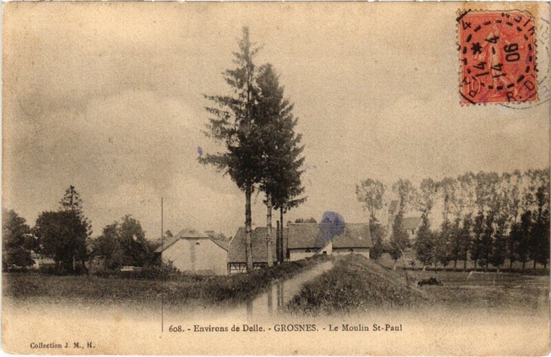 Carte postale ancienne Grosnes Moulin Saint-Paul à Grosne
