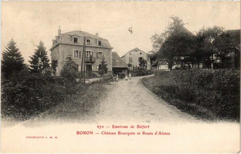 Carte postale ancienne Boron Chateau Bourquin Route d'Alsace à Boron
