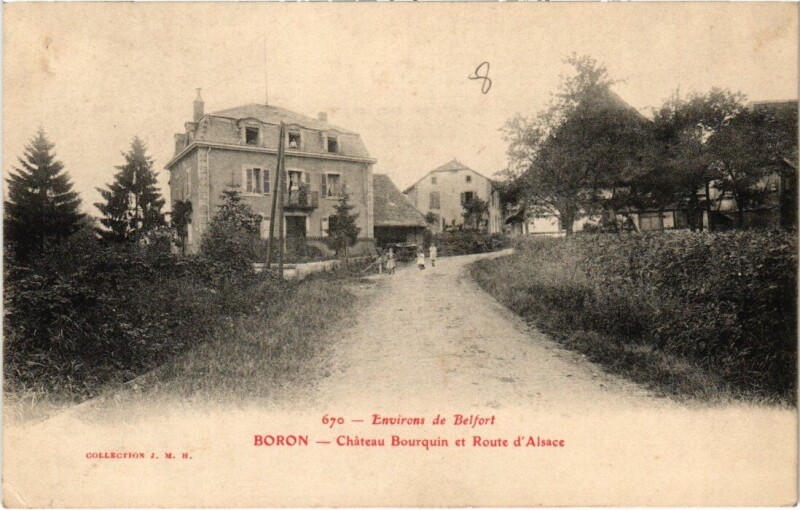 Carte postale ancienne Boron Chateau Bourquin Route d'Alsace à Boron
