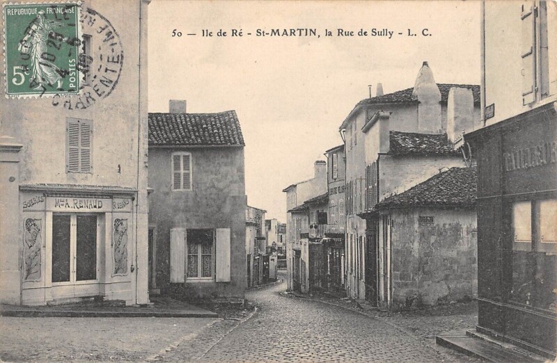Carte postale ancienne Ile De Re / Saint Martin / La Rue De Sully / cliché rare
