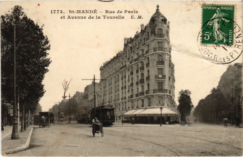 Carte postale ancienne St Mande Rue de Paris et Avenue de la Tourelle