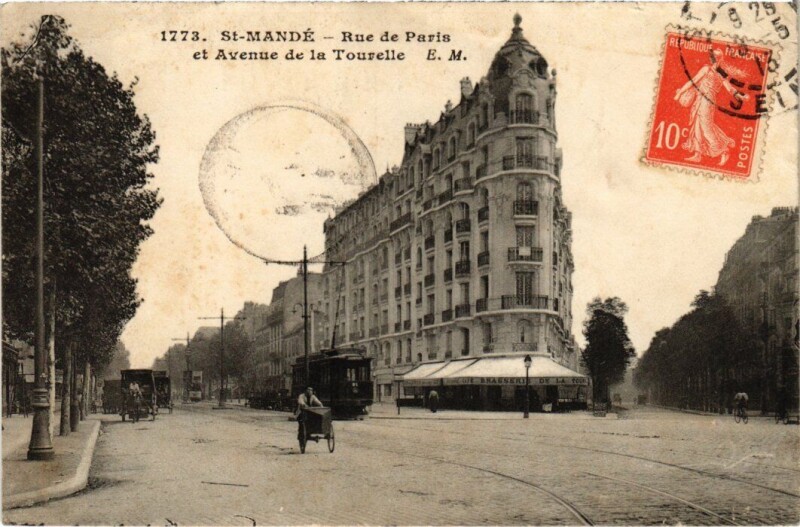 Carte postale ancienne St Mande Rue de Paris et Avenue de la Tourelle