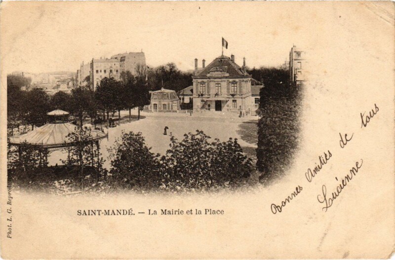 Carte postale ancienne St Mande La Mairie et la Place