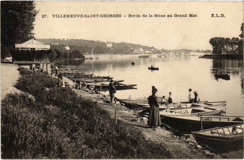 Carte postale ancienne Villeneuve Saint-Georges Bords de la Seine au Grand Mat à Villeneuve-Saint-Georges