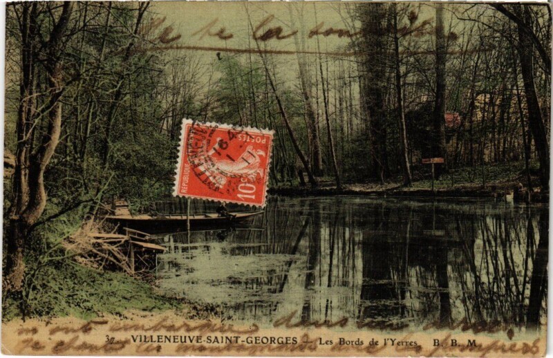 Carte postale ancienne Villeneuve Saint-Georges Les Bords de l'Yerres à Villeneuve-Saint-Georges