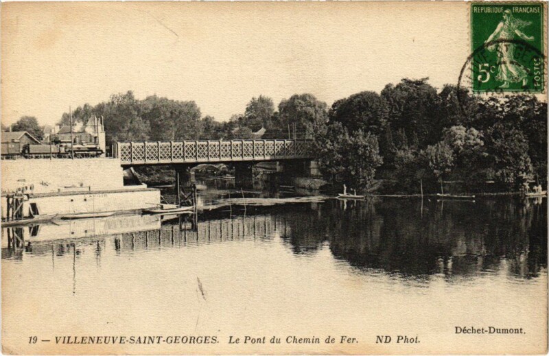 Carte postale ancienne Villeneuve Saint-Georges Pont du Chemin de Fer à Villeneuve-Saint-Georges