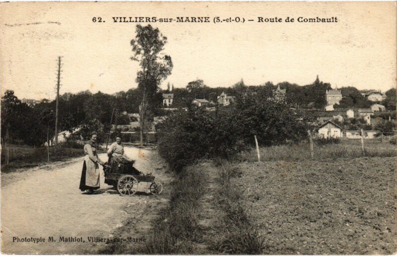 Carte postale ancienne Villiers sur Marne Route de Combault à Villiers-sur-Marne