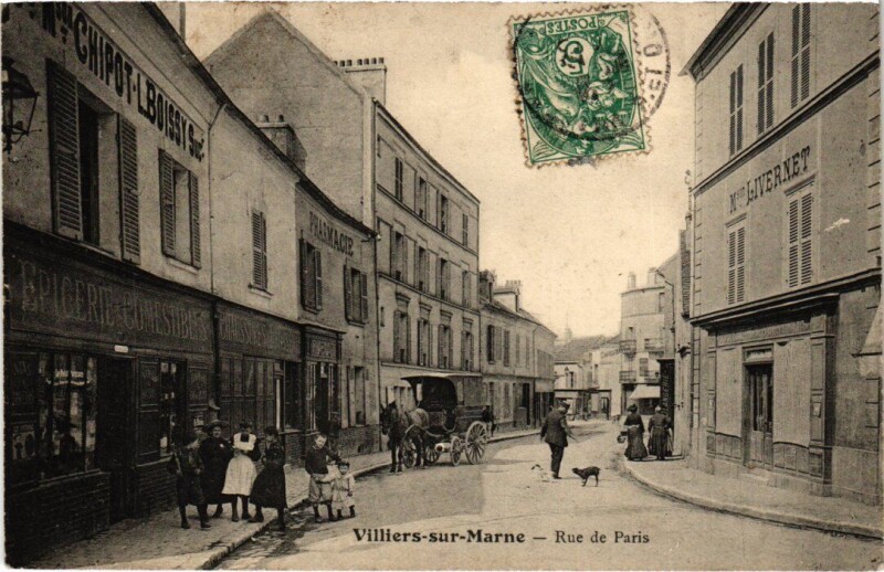 Carte postale ancienne Villiers sur Marne Rue de Paris à Villiers-sur-Marne