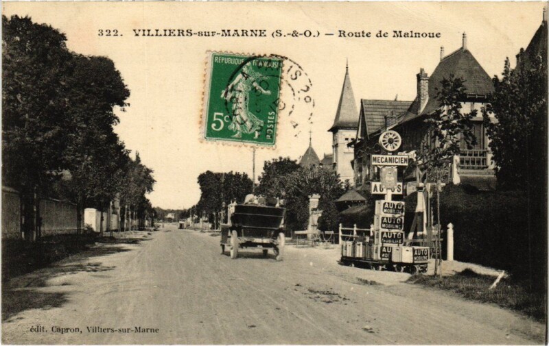 Carte postale ancienne Villiers sur Marne Route de Malnoue à Villiers-sur-Marne