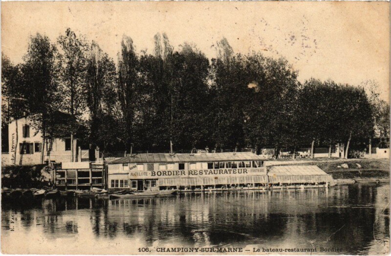Carte postale ancienne Champigny Bateau Restaurant Bordier