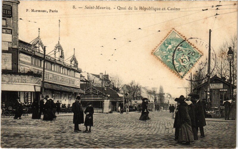 Carte postale ancienne St Maurice Quai de la Republique et Casino