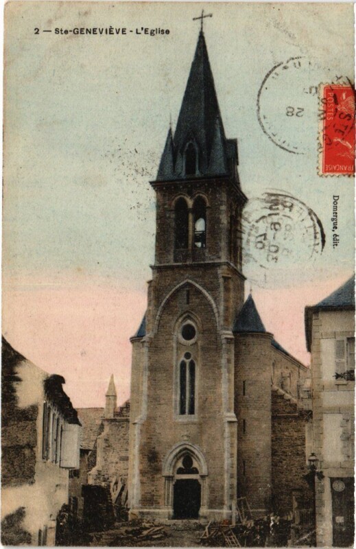 Carte postale ancienne St Genevieve Eglise