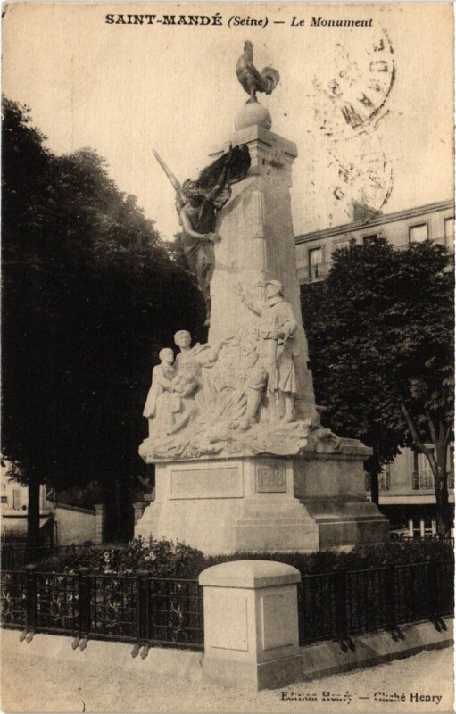 Carte postale ancienne St Mande Le Monument
